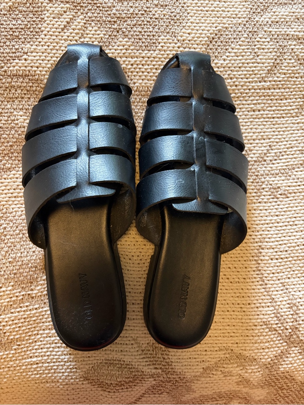 Old Navy Black Women's Woven Strap Slide Mules